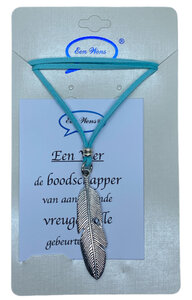 Turquoise veter ketting Veer 
