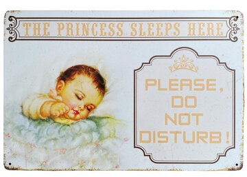 Metalen bord The princess sleeps here Metalen bord The princess sleeps here