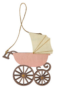 Houten hanger Kinderwagen - roze Houten hanger Kinderwagen - roze