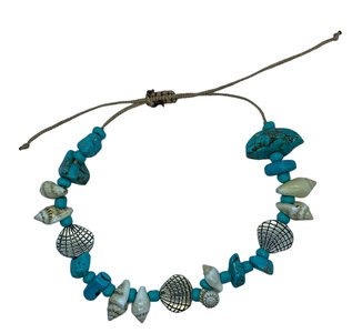 Armband met schelpen turquoise Armband met schelpen turquoise
