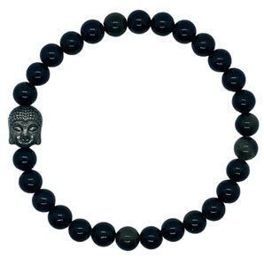 Dames armband Zwarte Obsidiaan met Boeddha kraal Dames armband Zwarte Obsidiaan met Boeddha kraal