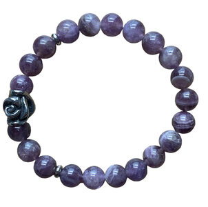 Dames armband Amethist met RVS Rooskraal Dames armband Amethist met RVS Rooskraal