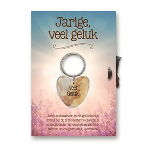 Sleutelhanger Gelukshartje Jarige veel geluk Sleutelhanger Gelukshartje Jarige veel geluk