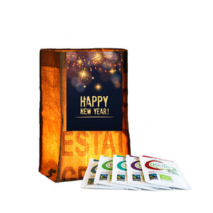 Theelichtje met zakjes thee - Happy New Year! Theelichtje met zakjes thee - Happy New Year!