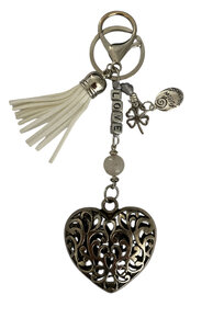 Tassenhanger Hartenwens LOVE met Witte Jade