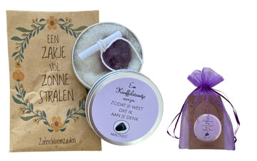 Zakje vol zonnestralen en Knuffelsteentje voor jou
