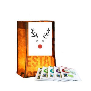 Theelichtje met zakjes thee - Fijne Kerst