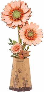 3D Houten constructie Oranje Gerbera