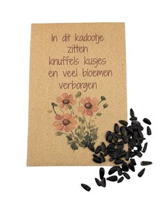 Zakje met zonnebloemzaden - Knuffels, kusjes en veel bloemen