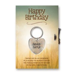 Sleutelhanger Gelukshartje Happy Birthday
