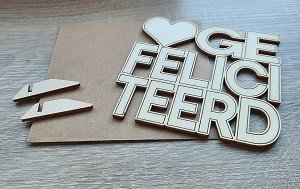 ♥ Gefeliciteerd (houten wenskaart) ♥ Gefeliciteerd (houten wenskaart)