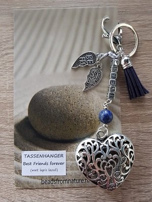 Tassenhanger hart Best Friends forever met lapis lazuli Tassenhanger hart Best Friends forever met lapis lazuli