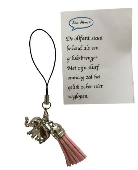 Olifant gelukshanger met kwastje Olifant gelukshanger met kwastje