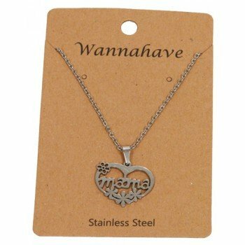 Mama ketting met hartje van RVS voor Moederdag cadeau