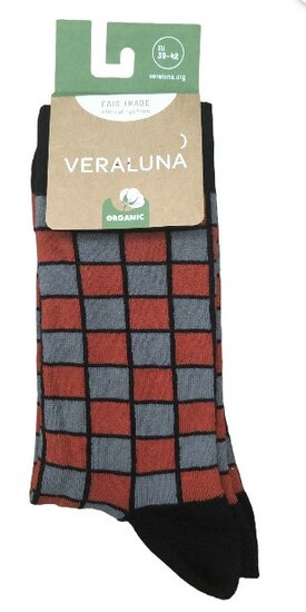 Geblokte fair trade herensokken maat 39-42