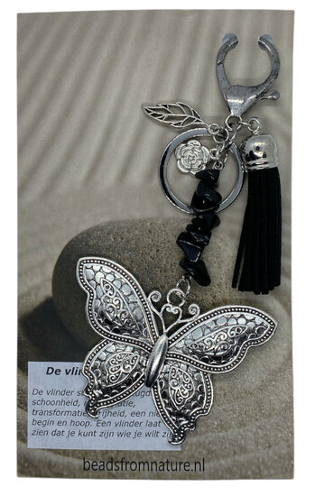 Vlinder (zwart) met Onyx Vlinder (zwart) met Onyx