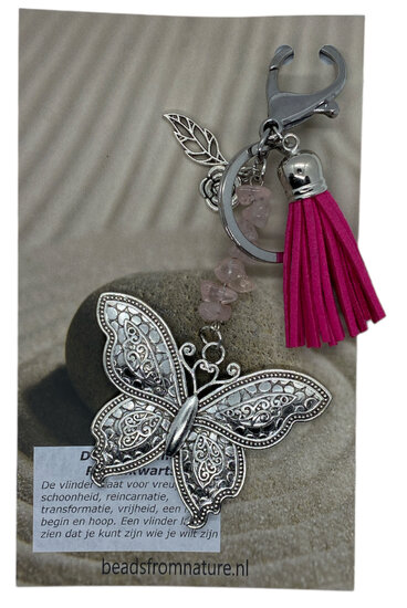 Vlinder (roze) met Rozenkwarts Vlinder (roze) met Rozenkwarts
