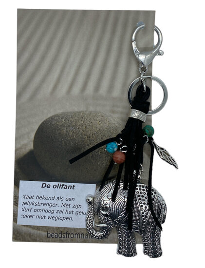 Olifant sleutel/tashanger zwart Olifant sleutel/tashanger zwart