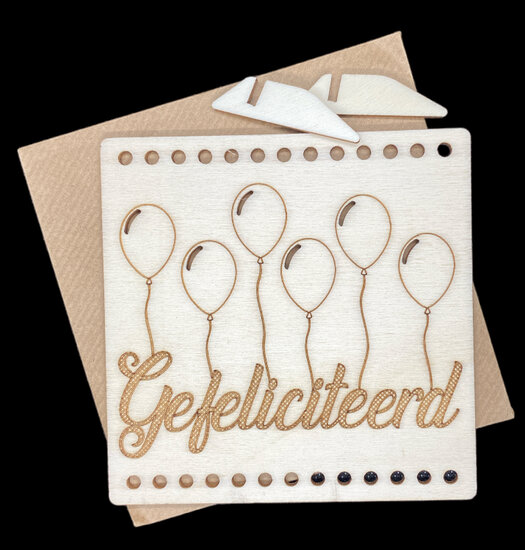 Gefeliciteerd (houten wenskaart) Gefeliciteerd (houten wenskaart)