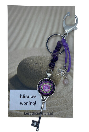 Tassenhanger Sleutel Nieuwe Woning! Amethist Tassenhanger Sleutel Nieuwe Woning! Amethist