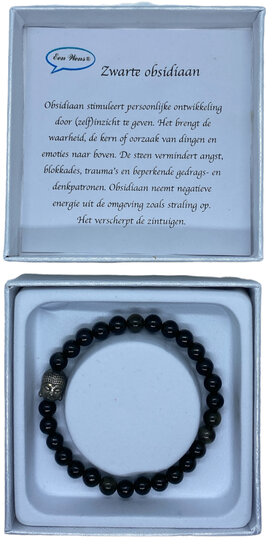 Dames armband Zwarte Obsidiaan met Boeddha kraal Dames armband Zwarte Obsidiaan met Boeddha kraal