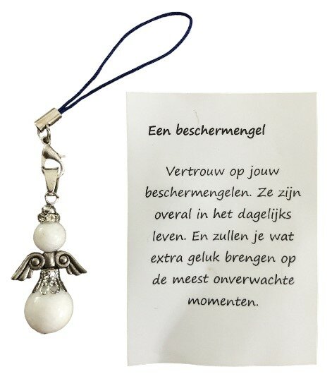 Beschermengel van natuursteen (witte Jade)