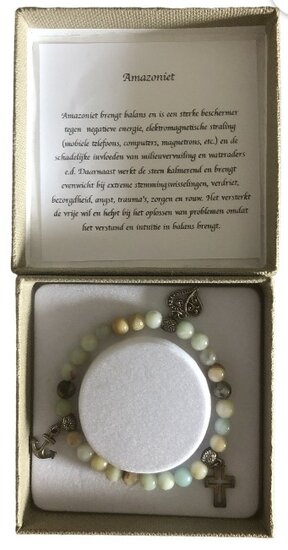 Dames armband Amazoniet met Geloof Hoop Liefdebedels