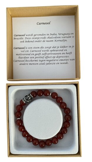 Dames armband Carneool met Roos kraal