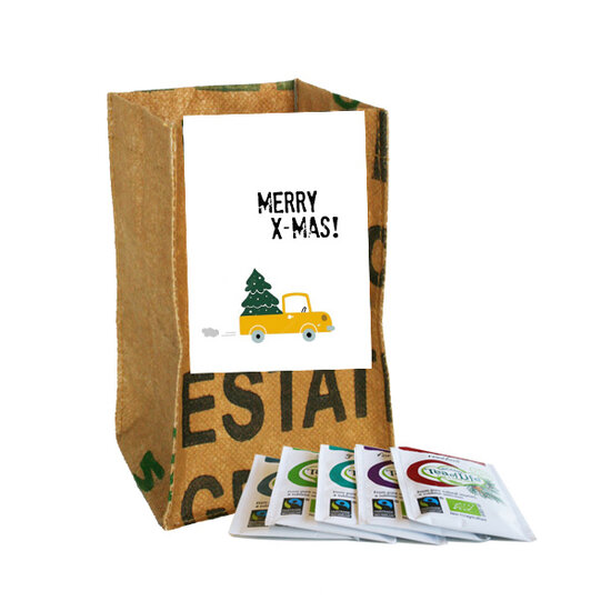 Theelichtje met zakjes thee - Merry X-Mas!