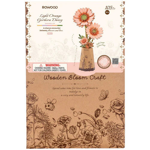 3D Houten constructie Oranje Gerbera