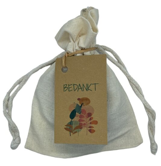 Zakje met vlinderbloemzaad en kaartje - Bedankt 