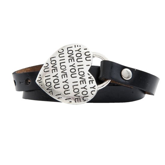 Zwarte armband I love you